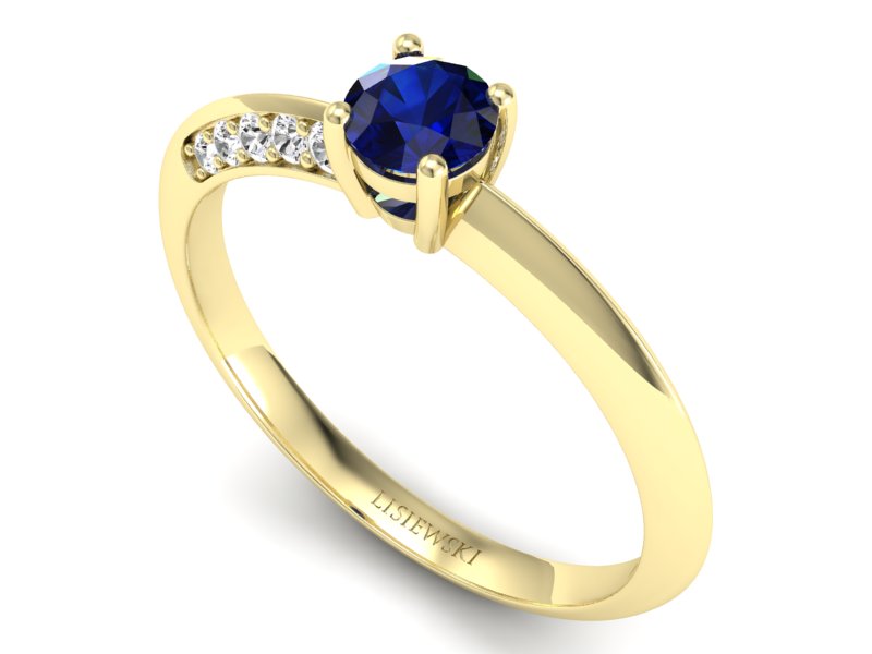 Złoty pierścionek z szafirem i brylantami - p16421zsz — zdjęcie 3