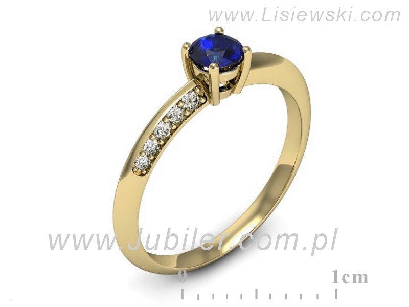 Złoty pierścionek z szafirem i diamentami złoto proba 585 - p16421zszc - 1