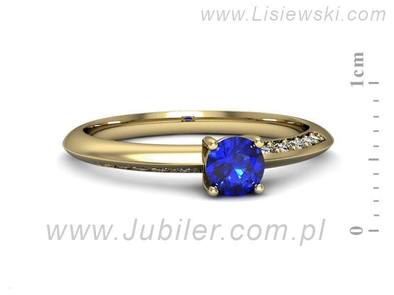 Złoty pierścionek z szafirem i diamentami złoto proba 585 - p16421zszc - 2