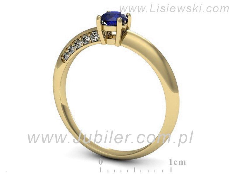 Złoty pierścionek z szafirem i diamentami złoto proba 585 - p16421zszc - 3