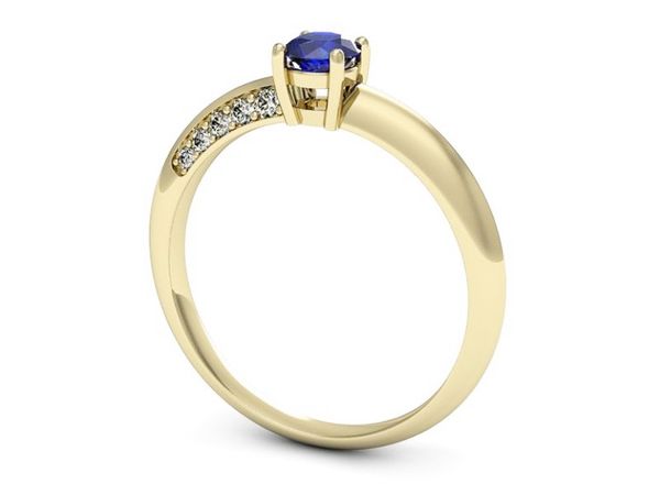 Złoty pierścionek z szafirem i diamentami - p16421zszc