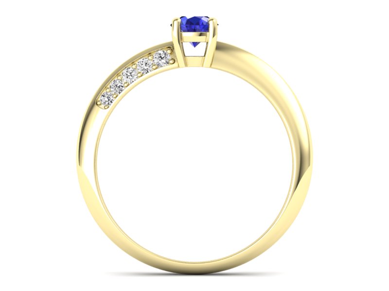 Złoty pierścionek z szafirem i diamentami - p16421zszc — zdjęcie 2