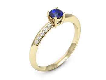 Złoty pierścionek z szafirem i diamentami - p16421zszc - 1