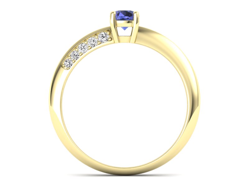 Pierścionek z tanzanitem i brylantami żółte złoto - p16421zt — zdjęcie 2