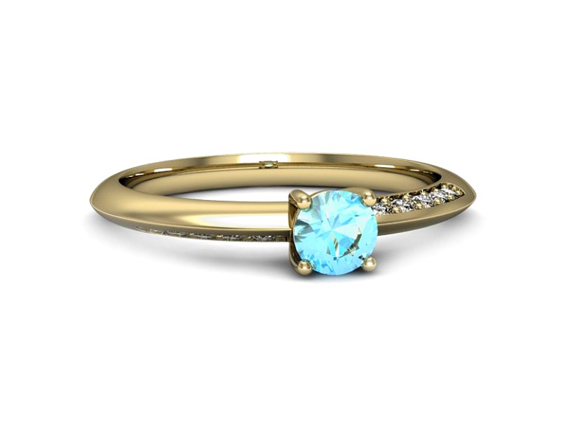 Złoty pierścionek z topazem i brylantami - p16421ztp — zdjęcie 5