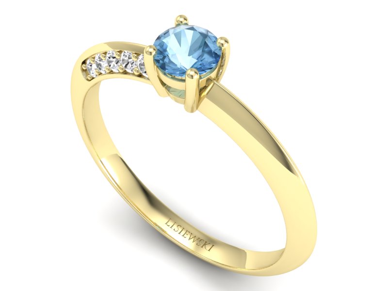 Złoty pierścionek z topazem i brylantami - p16421ztp — zdjęcie 2