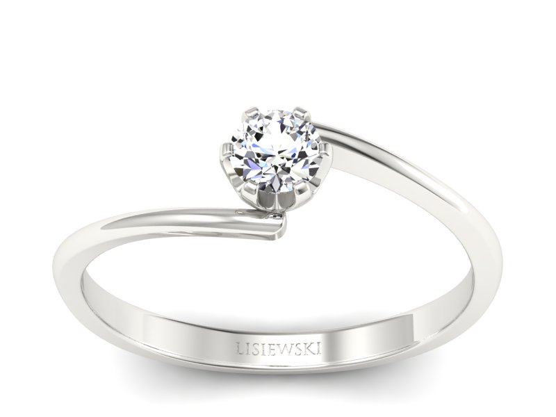 Złoty pierścionek z brylantem białe złoto - p16423b