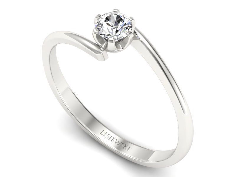 Złoty pierścionek z brylantem białe złoto - p16423b — zdjęcie 3