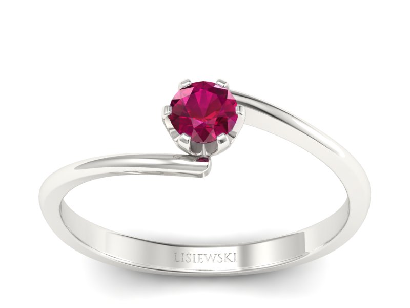 Złoty pierścionek białe złoto z rubinem - p16423br