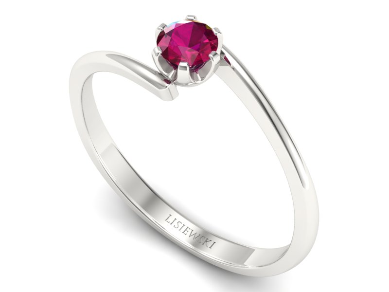 Złoty pierścionek białe złoto z rubinem - p16423br — zdjęcie 3