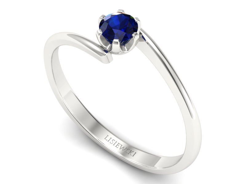 Złoty pierścionek z szafirem białe złoto - p16423bsz — zdjęcie 3