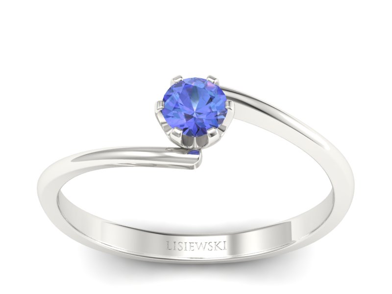 Złoty pierścionek z tanzanitem białe złoto - p16423bt