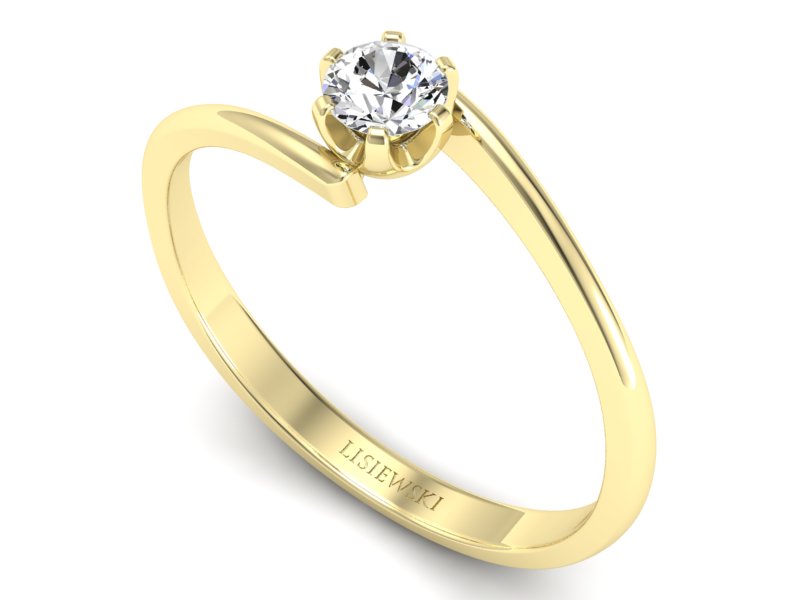 Złoty pierścionek z brylantem żółte złoto - p16423z — zdjęcie 3