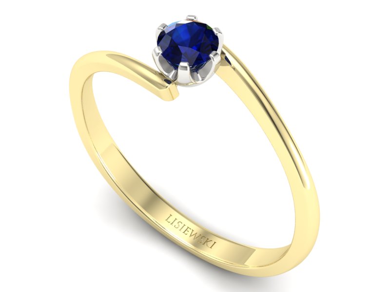 Pierścionek z szafirem żółte białe złoto - p16423zbsz — zdjęcie 3