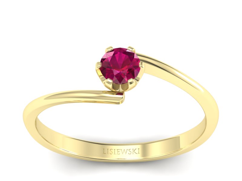 Złoty pierścionek z rubinem żółte złoto - p16423zr