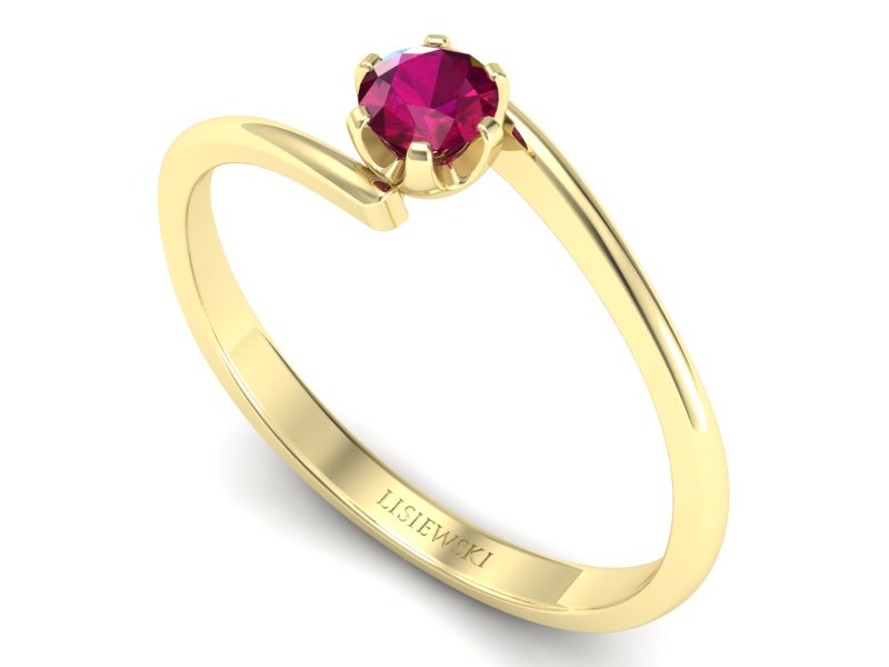 Złoty pierścionek z rubinem żółte złoto - p16423zr — zdjęcie 3