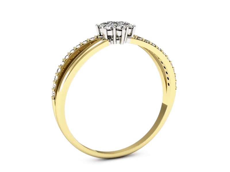 Pierścionek z diamentami żółte i białe złoto - p16427zb — zdjęcie 3