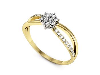Pierścionek z diamentami żółte i białe złoto 585 - p16427zb - 1
