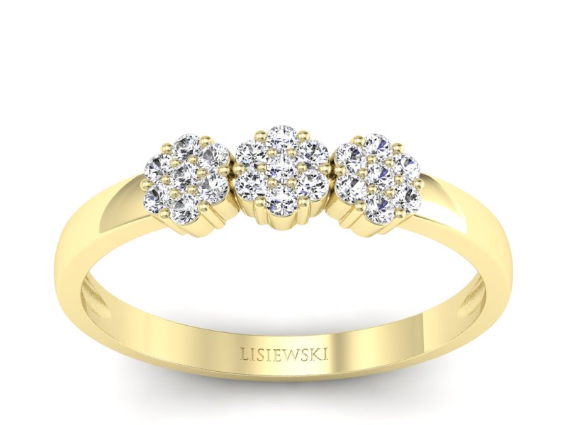 Złoty pierścionek z brylantami żółte złoto - p16428z