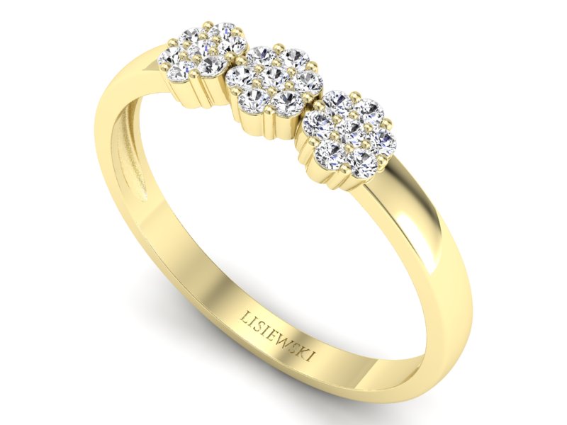 Złoty pierścionek z brylantami żółte złoto - p16428z — zdjęcie 3