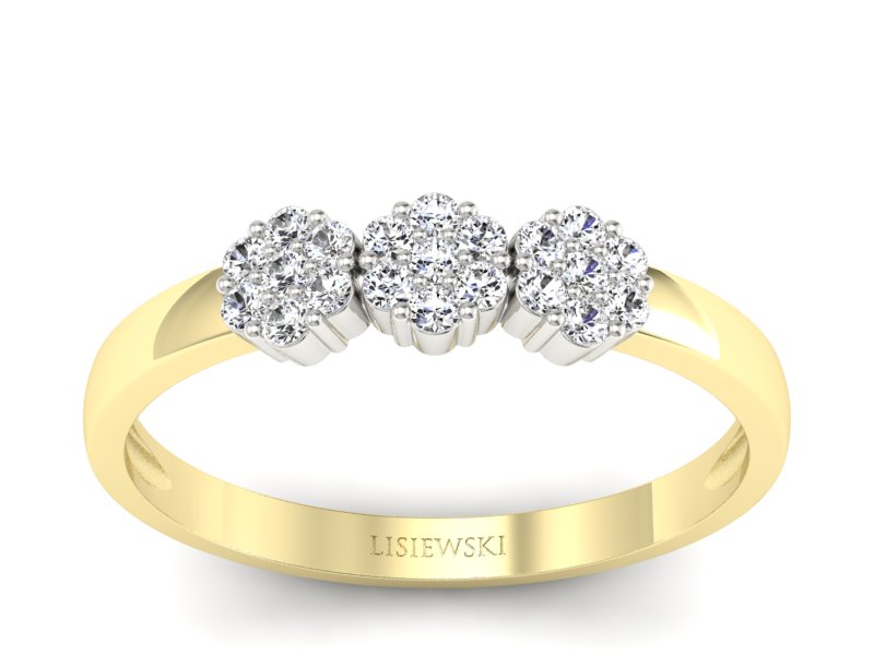 Pierścionek z brylantami żółte i białe złoto - p16428zb