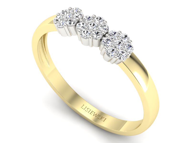 Pierścionek z brylantami żółte i białe złoto - p16428zb — zdjęcie 3