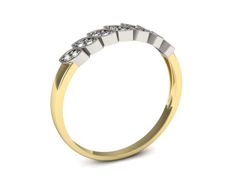 Pierścionek z diamentami żółte i białe złoto - p16429zb — zdjęcie 3