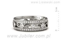 Pierscionek Obrączka z brylantami białe złoto próba 585 - p16431b- 2