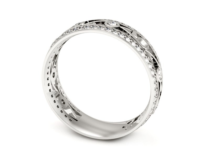 Pierścionek obrączka z brylantami białe złoto - p16431b — zdjęcie 3