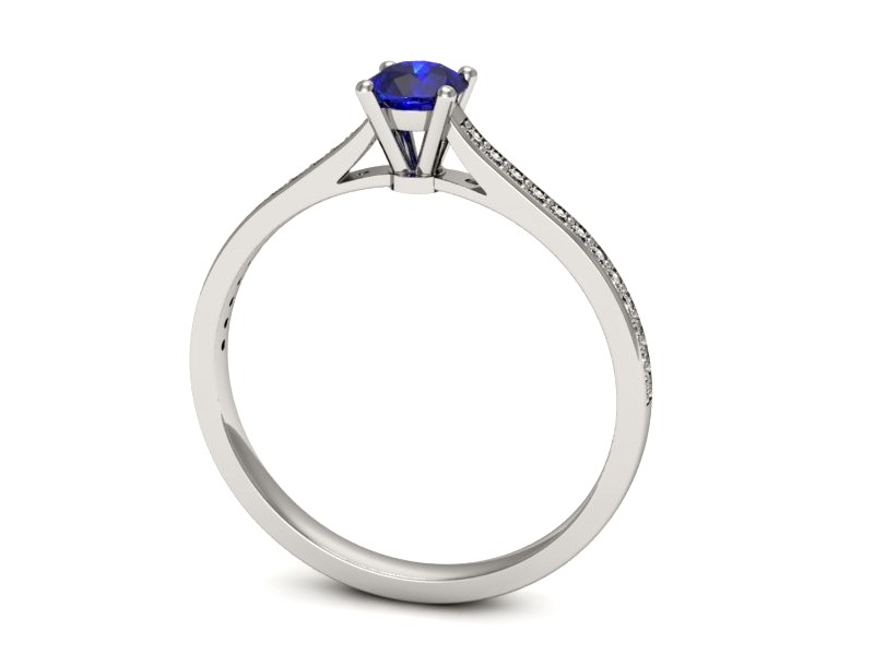 Złoty pierścionek z szafirem i brylantami - p16432bszc — zdjęcie 3