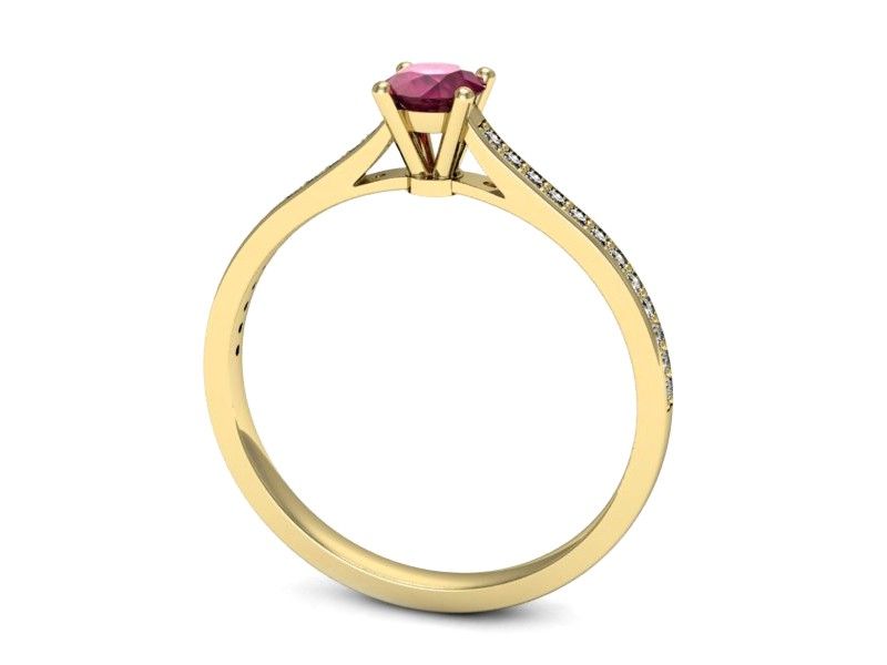 Złoty pierścionek z rubinem i brylantami złoto proba 585 - p16432zr - 3