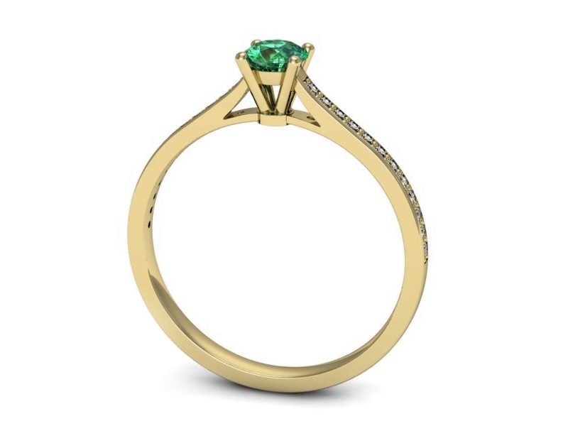 Złoty pierścionek ze szmaragdem i brylantami - p16432zsm — zdjęcie 3