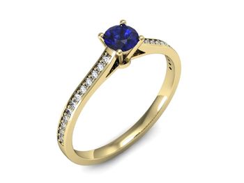 Złoty pierścionek z szafirem i diamentami - p16432zszc - 1
