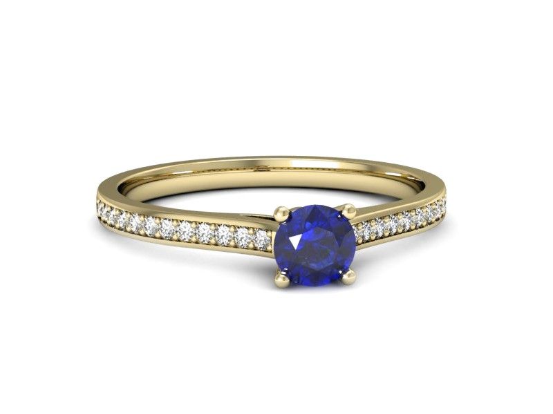 Złoty pierścionek z szafirem i diamentami złoto proba 585 - p16432zszc - 2