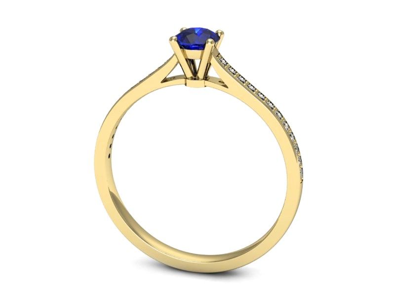 Złoty pierścionek z szafirem i diamentami złoto proba 585 - p16432zszc - 3