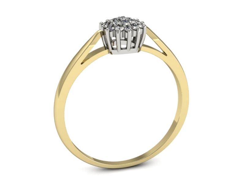 Pierścionek zaręczynowy z brylantami białe i żółte złoto - p16433zb - 3