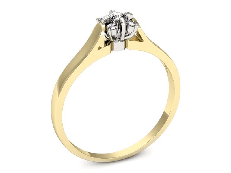 Pierścionek z diamentami żółte i białe złoto - p16434zb — zdjęcie 3