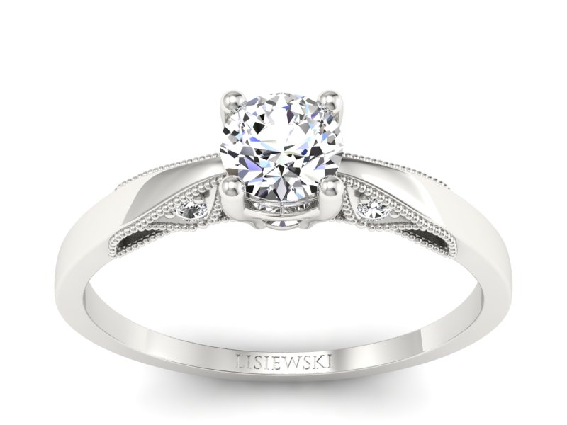 Złoty pierścionek z brylantami białe złoto - p16435b