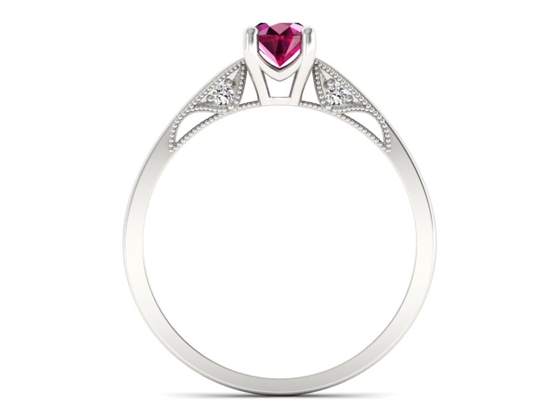 Pierścionek z rubinem i brylantami białe złoto - p16435br — zdjęcie 2