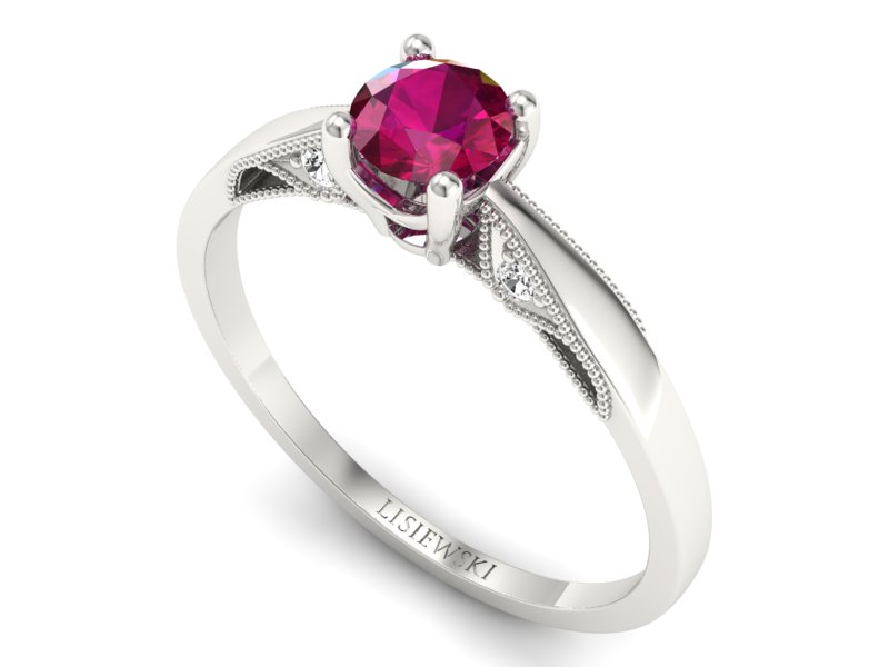 Pierścionek z rubinem i brylantami białe złoto - p16435br — zdjęcie 3