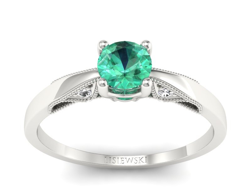 Złoty pierścionek ze szmaragdem i brylantami - p16435bsm