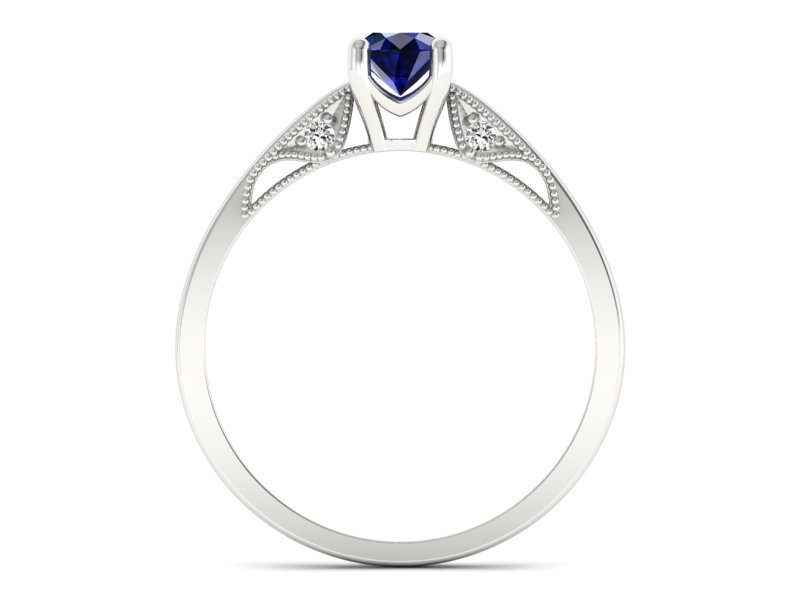 Pierścionek z szafirem i brylantami białe złoto - p16435bsz — zdjęcie 2