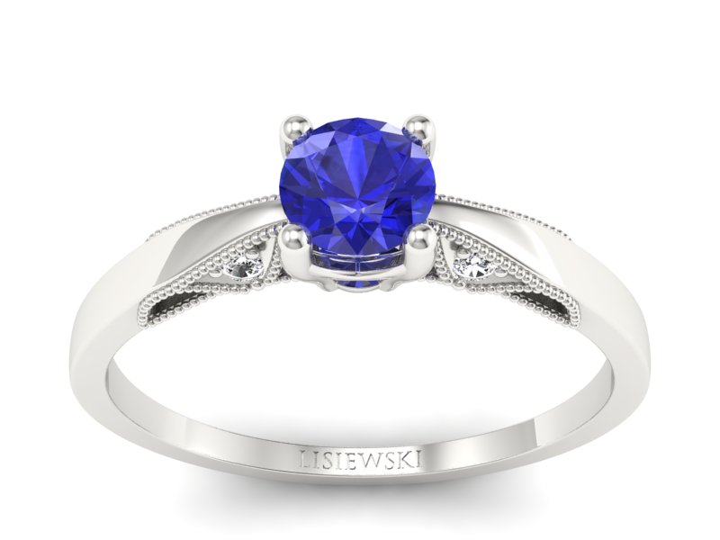 Pierścionek zaręczynowy z szafirem z brylantami - p16435bszc