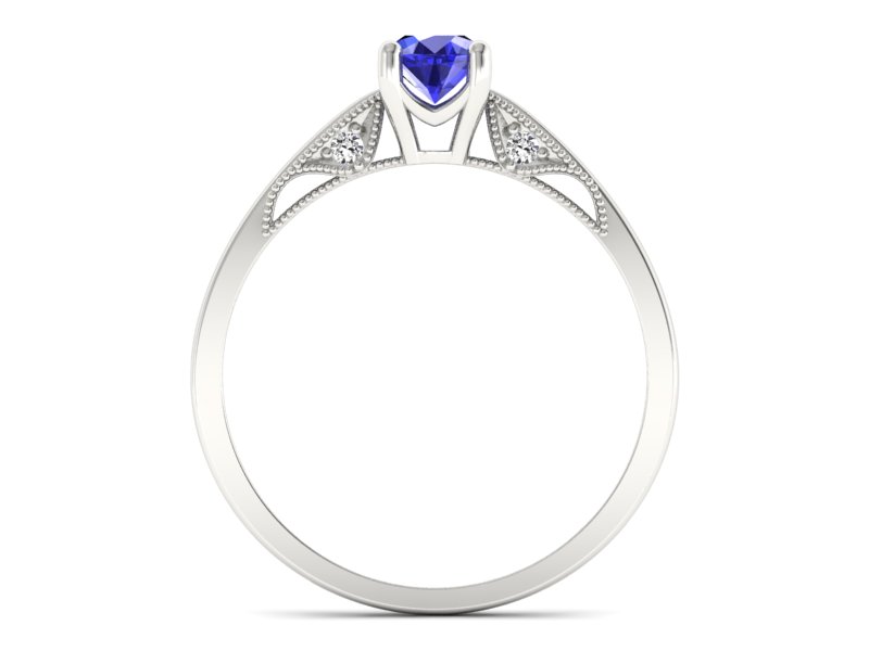 Pierścionek zaręczynowy z szafirem z brylantami - p16435bszc — zdjęcie 2