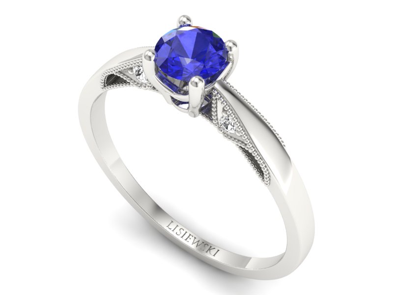 Pierścionek zaręczynowy z szafirem z brylantami - p16435bszc — zdjęcie 3