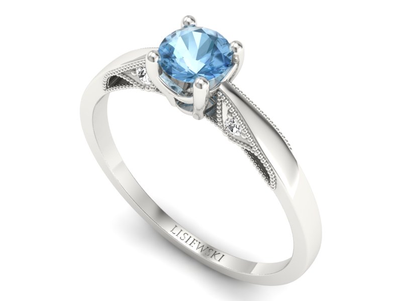 Pierścionek z topazem i brylantami białe złoto - p16435btp — zdjęcie 3