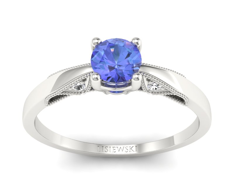 Pierścionek z platyny z tanzanitem i brylantami - p16435ptt