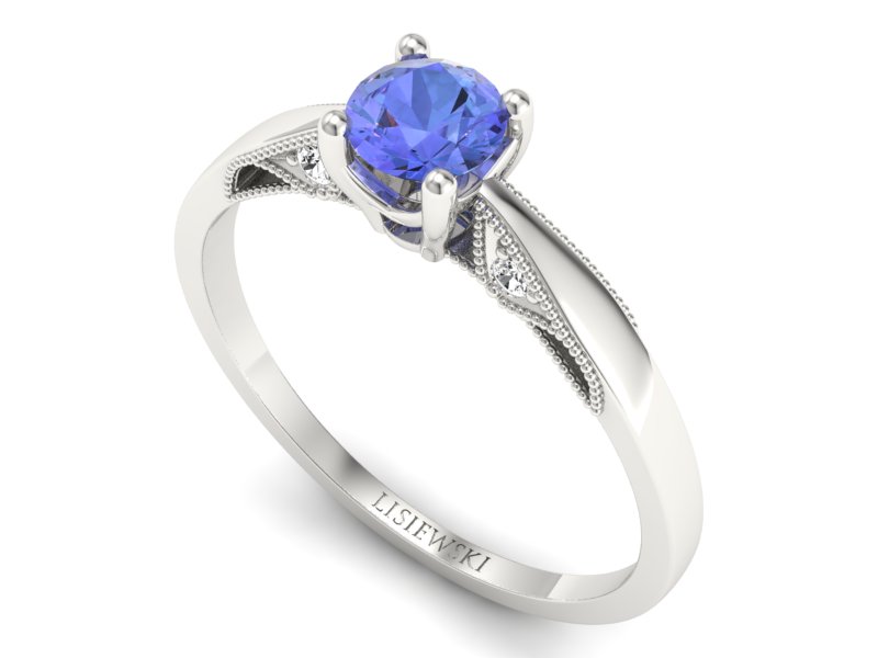 Pierścionek z platyny z tanzanitem i brylantami - p16435ptt — zdjęcie 3