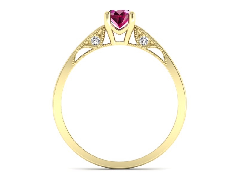 Pierścionek z rubinem i brylantami żółte złoto - p16435zr — zdjęcie 2