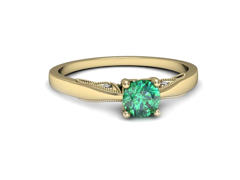 Złoty pierścionek ze szmaragdem i diamentami - p16435zsm — zdjęcie 5